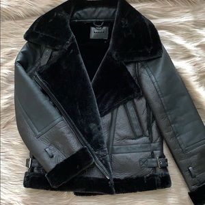 Blank NYC Black Shearling Moto Jacket